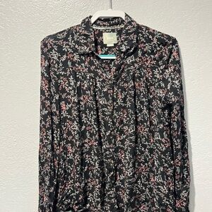 Maeve Black and Pink Floral Blouse